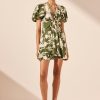 Wholesale Shona Joy Renee Keyhole Ruched Mini Dress - Pesto/ Ivory