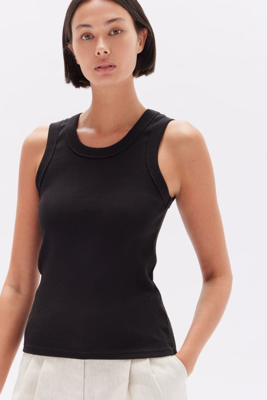 Wholesale Assembly Label Miana Organic Rib Tank - True Black