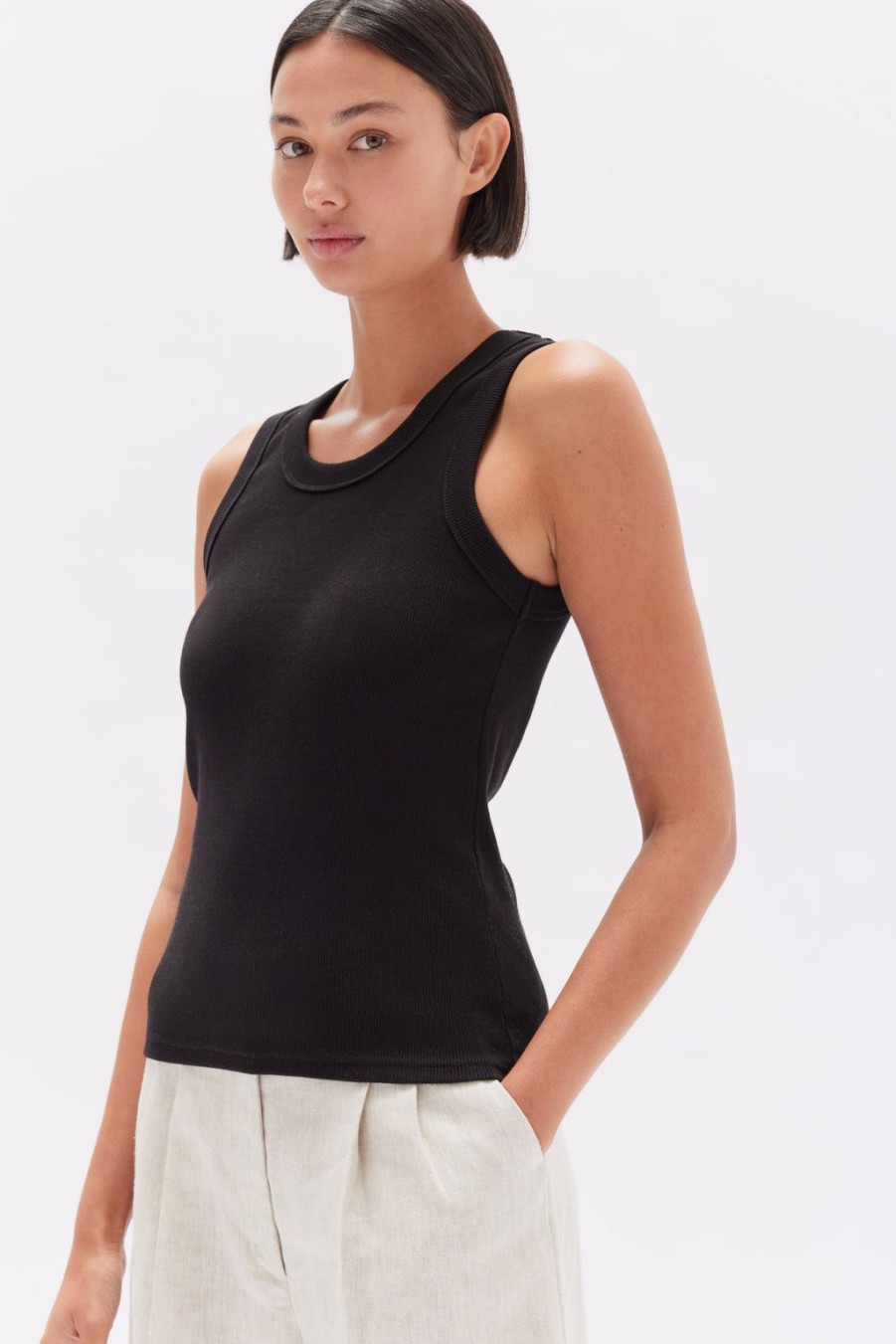 Wholesale Assembly Label Miana Organic Rib Tank - True Black